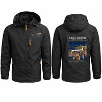 Thumbnail for Airbus A330-300P2F Stylish Jackets - Hooded Windbreaker - Poster - Black