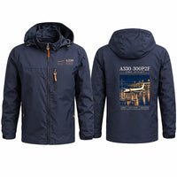 Thumbnail for Airbus A330-300P2F Stylish Jackets - Hooded Windbreaker - Poster - Navy Blue