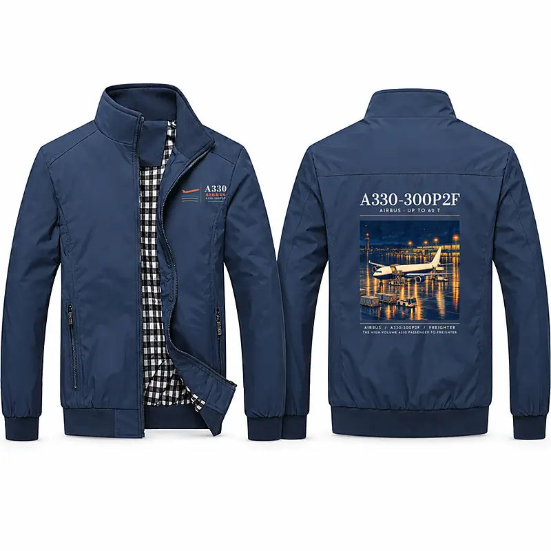Airbus A330-300P2F Stylish Jackets - Stand Collar - Poster - Navy Blue