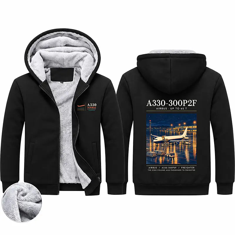 Airbus A330-300P2F Zipped Sweatshirts - Poster - Black