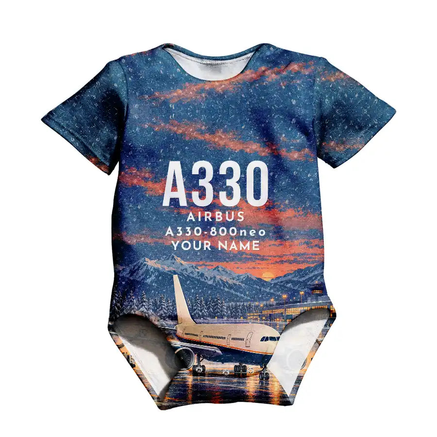 Airbus A330-800neo 3D All-Over Print Clothing - Baby Bodysuit - 3D + Name