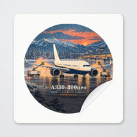 Thumbnail for Airbus A330-800neo - 3D + Name - Circle Sticker - Peel