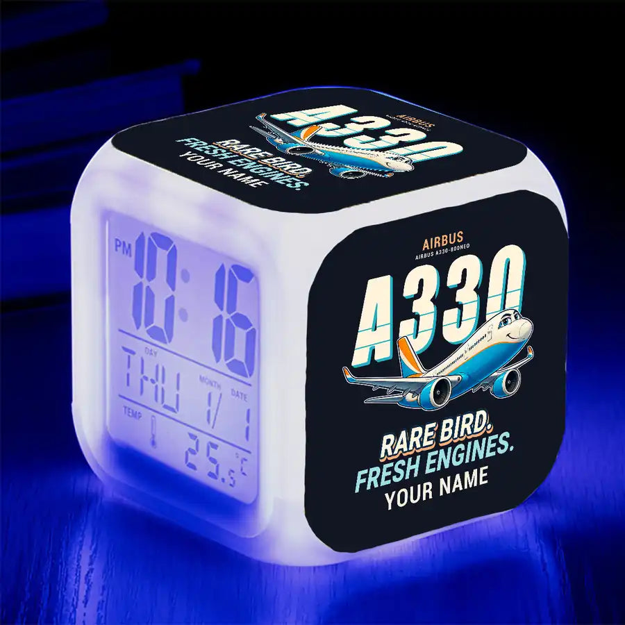 Airbus A330-800neo - Cartoon + Name - Alarm Clock