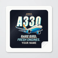 Thumbnail for Airbus A330-800neo - Cartoon + Name - Square Sticker - Peel