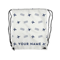 Thumbnail for Airbus A330-800neo - Drawstring Bag - 3D Pattern + Name - White