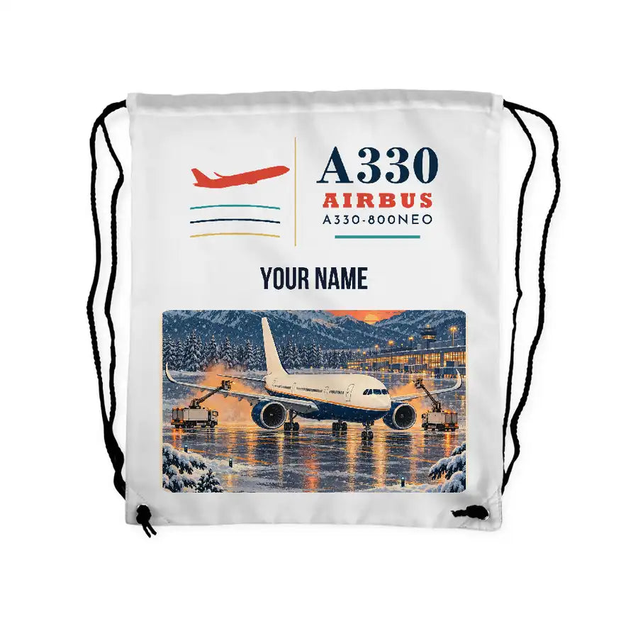 Airbus A330-800neo - Drawstring Bag - Classic + Name - White