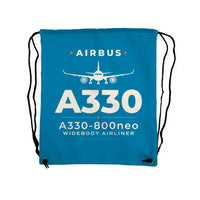 Thumbnail for Airbus A330-800neo - Drawstring Bag - Heritage - Light Blue