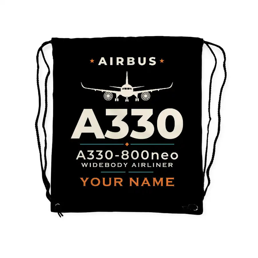 Airbus A330-800neo - Drawstring Bag - Heritage + Name - Black