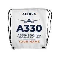 Thumbnail for Airbus A330-800neo - Drawstring Bag - Heritage + Name - White