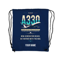 Thumbnail for Airbus A330-800neo - Drawstring Bag - Original + Name - Dark Blue