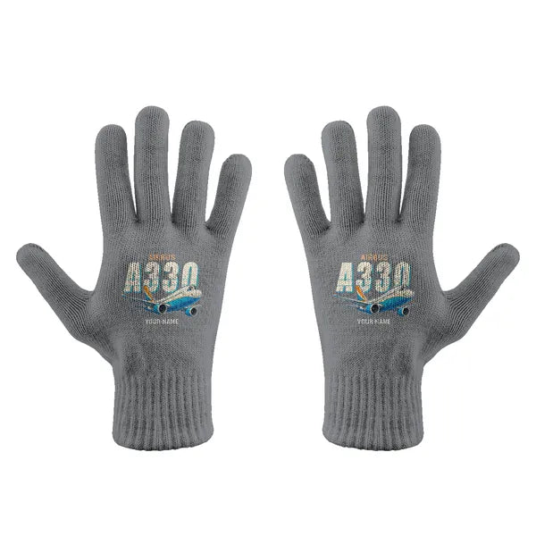 Airbus A330-800neo - Gloves - Full - Cartoon + Name - Gray