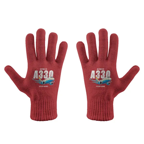 Airbus A330-800neo - Gloves - Full - Cartoon + Name - Red