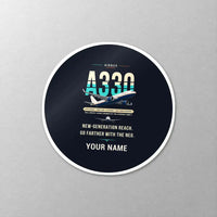Thumbnail for Airbus A330-800neo - Original + Name - Circle Sticker - Close-up