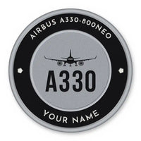 Thumbnail for Airbus A330-800neo Patches - Circle + Name - Black Silver
