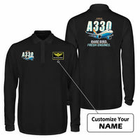 Thumbnail for Airbus A330-800neo Premium Polo T-Shirts - Cartoon + Name - Long Sleeve - Black