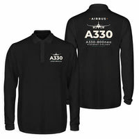 Thumbnail for Airbus A330-800neo Premium Polo T-Shirts - Heritage - Long Sleeve - Black