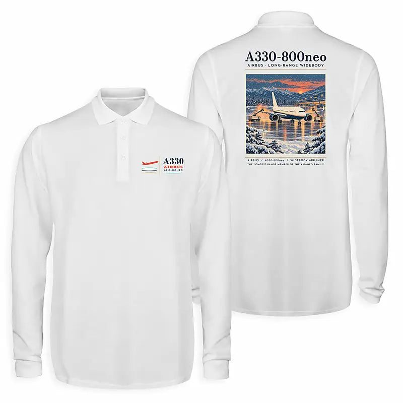 Airbus A330-800neo Premium Polo T-Shirts - Poster - Long Sleeve - White