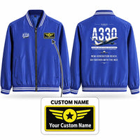 Thumbnail for Airbus A330-800neo Stylish Jackets - Baseball Collar - Original + Name - Royal Blue