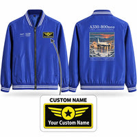 Thumbnail for Airbus A330-800neo Stylish Jackets - Baseball Collar - Poster + Name - Royal Blue