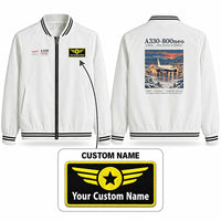 Thumbnail for Airbus A330-800neo Stylish Jackets - Baseball Collar - Poster + Name - White