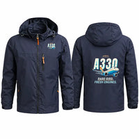Thumbnail for Airbus A330-800neo Stylish Jackets - Hooded Windbreaker - Cartoon - Navy Blue
