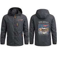 Thumbnail for Airbus A330-800neo Stylish Jackets - Hooded Windbreaker - Poster - Charcoal