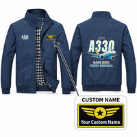 Thumbnail for Airbus A330-800neo Stylish Jackets - Stand Collar - Cartoon + Name - Navy Blue