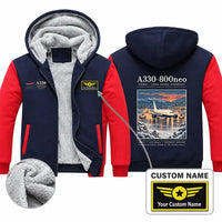 Thumbnail for Airbus A330-800neo Zipped Sweatshirts - Poster + Name - Navy & Red