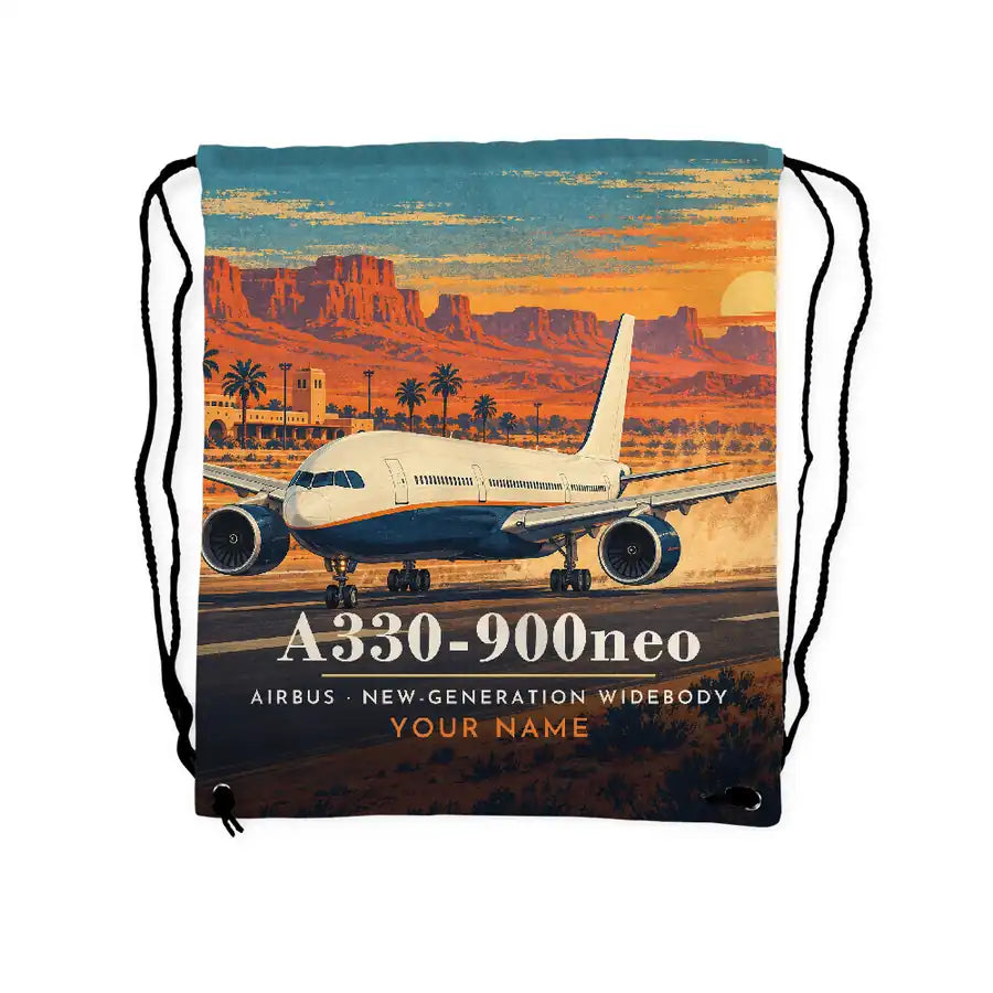 Airbus A330-900neo - Drawstring Bag - 3D Scene + Name