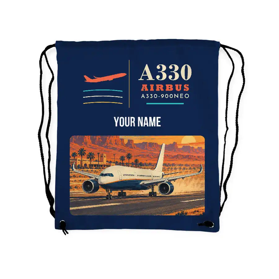 Airbus A330-900neo - Drawstring Bag - Classic + Name - Dark Blue