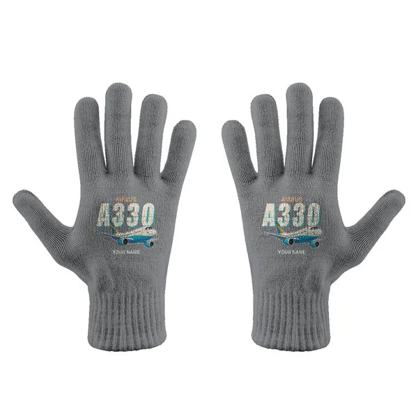 Airbus A330-900neo - Gloves - Full - Cartoon + Name - Gray