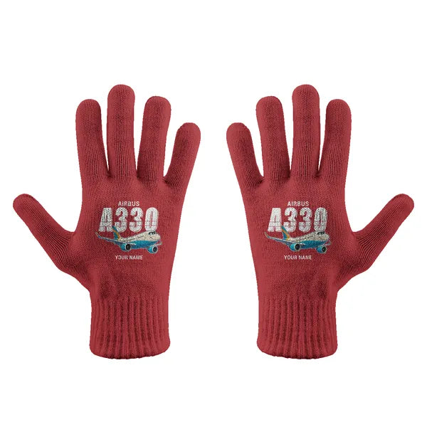 Airbus A330-900neo - Gloves - Full - Cartoon + Name - Red