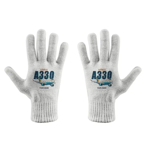 Airbus A330-900neo - Gloves - Full - Cartoon + Name - White
