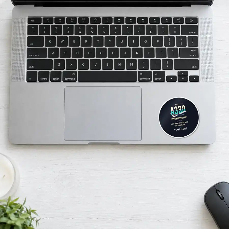 Airbus A330-900neo - Original + Name - Circle Sticker - Laptop