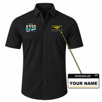 Thumbnail for Airbus A330-900neo - Short Sleeve Shirt - Original - Black + NAME