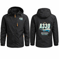 Thumbnail for Airbus A330-900neo Stylish Jackets - Hooded Windbreaker - Cartoon - Black