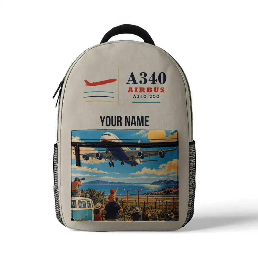 Airbus A340-200 - 3D Backpack - Beige + Name