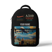 Thumbnail for Airbus A340-200 - 3D Backpack - Black + Name