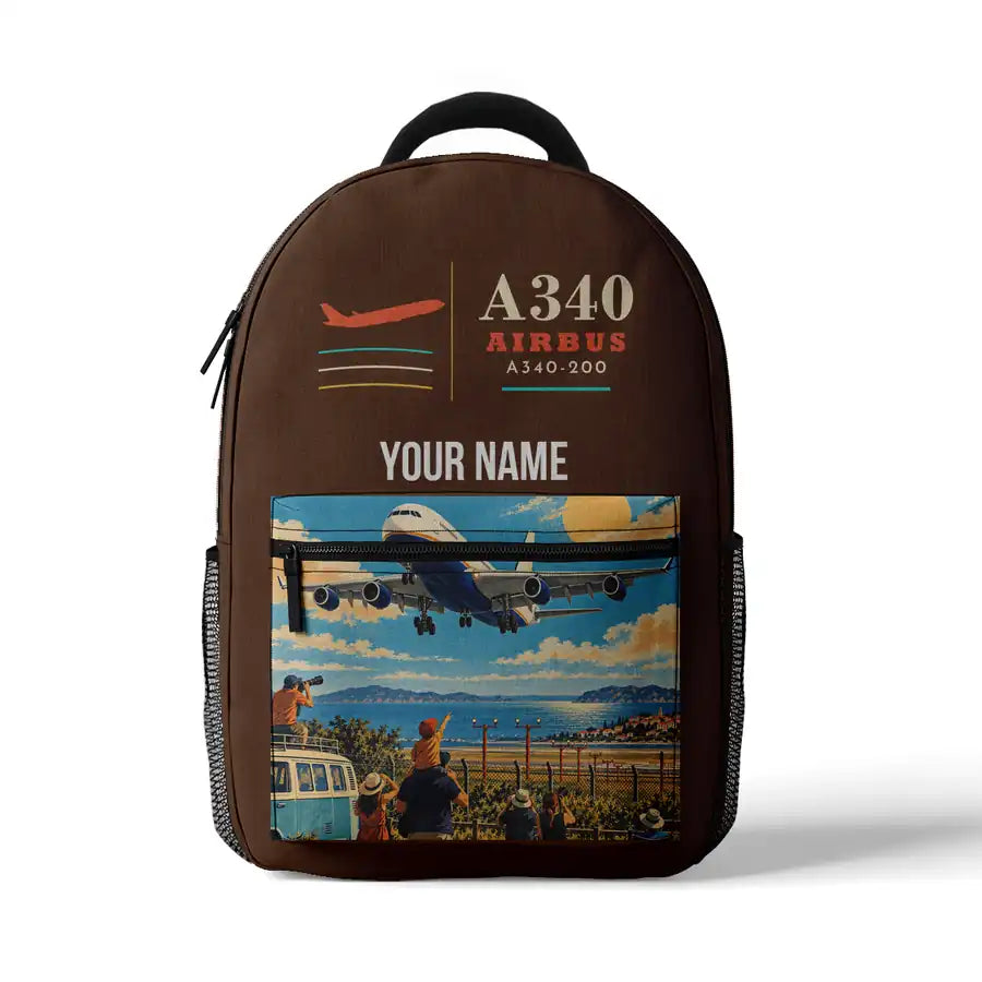 Airbus A340-200 - 3D Backpack - Brown + Name