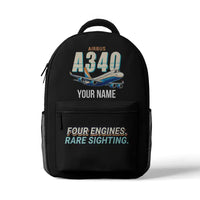 Thumbnail for Airbus A340-200 - 3D Backpack - Cartoon + Name - Black