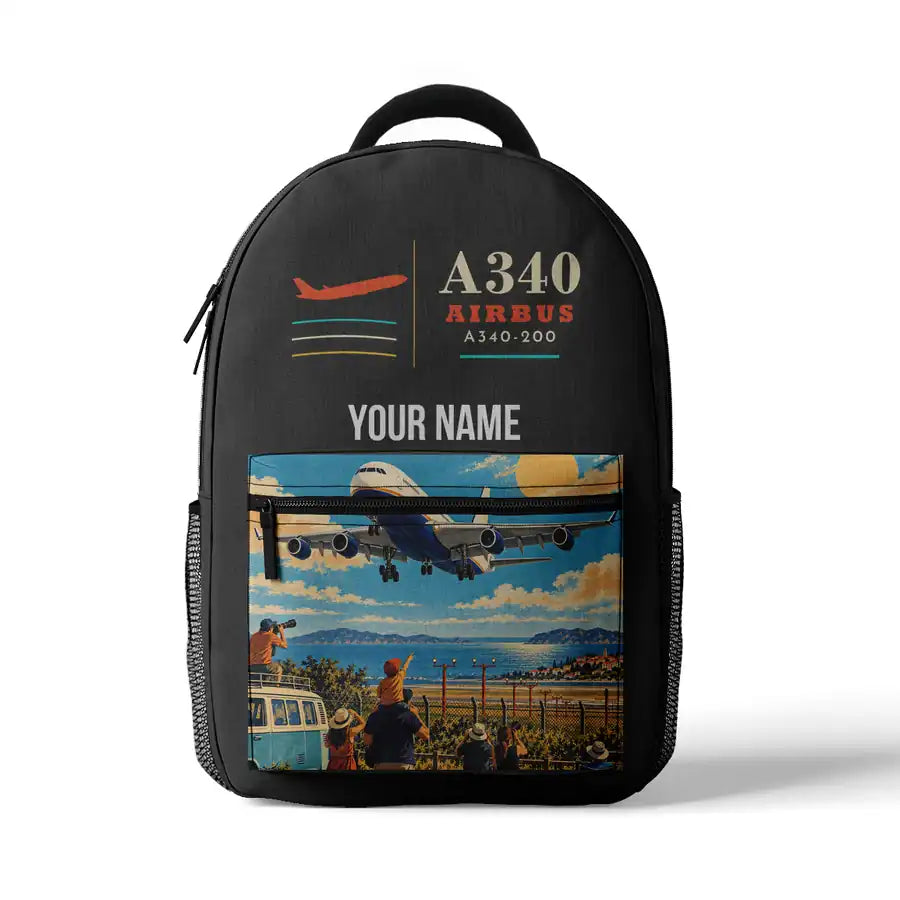 Airbus A340-200 - 3D Backpack - Gray + Name