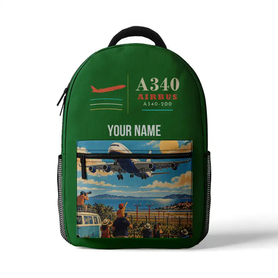 Airbus A340-200 - 3D Backpack - Green + Name