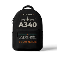 Thumbnail for Airbus A340-200 - 3D Backpack - Heritage + Name - Black