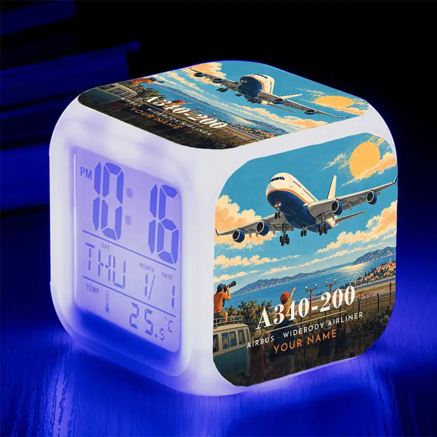 Airbus A340-200 - 3D + Name - Alarm Clock