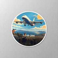 Thumbnail for Airbus A340-200 - 3D + Name - Circle Sticker - Close-up