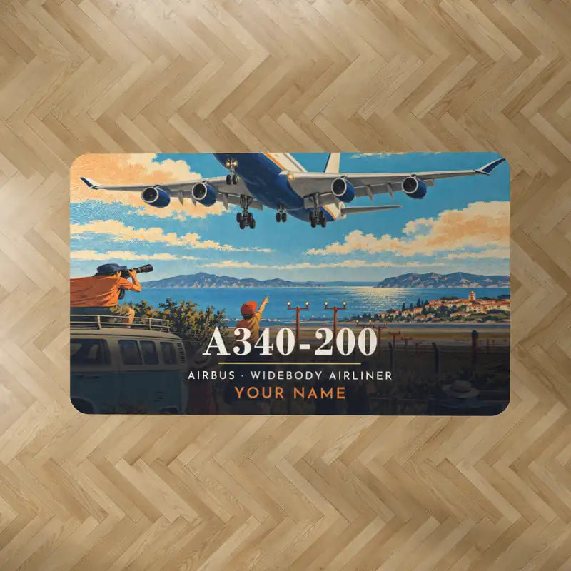 Airbus A340-200 - 3D + Name - Rectangle Carpet - Full Print