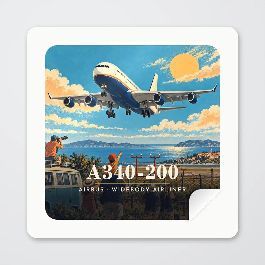 Airbus A340-200 - 3D - Square Sticker - Peel