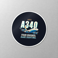 Thumbnail for Airbus A340-200 - Cartoon - Circle Sticker - Close-up