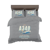 Thumbnail for Airbus A340-200 - Cartoon + Name - Bedding Set - Gray