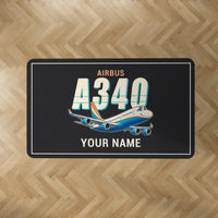 Thumbnail for Airbus A340-200 - Cartoon + Name - Rectangle Carpet - Black